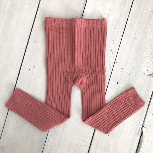 🌸 Pink Ribbed Cotton Leggings trendy and CUTE!! - Picture 6 of 8